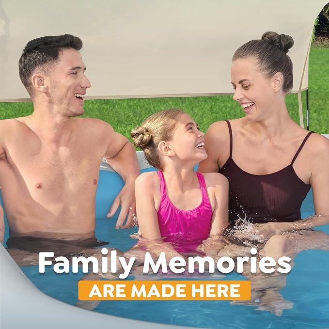 H2OGO! 8 Foot 4 Inch x 70 Inch Summer Bliss Shaded Inflatable Family Pool for Kids Ages 6 Above