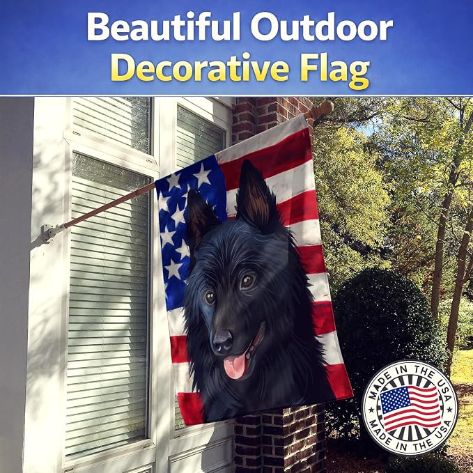 Caroline's Treasures CK6692CHF Schipperke Dog American Flag House Flag Large Porch Sleeve Pole Decorative Outside Yard Banner Artwork Wall Hanging, Polyester, House Size, Multicolor