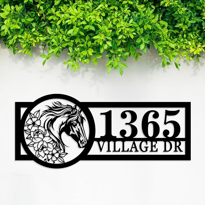 Custom Horse Hanging Address Plaque, Address House Number Large Metal Wall Sign, Outdoor Decor, Address Plaque Metal Decor, Yard Signs, Housewarming Present