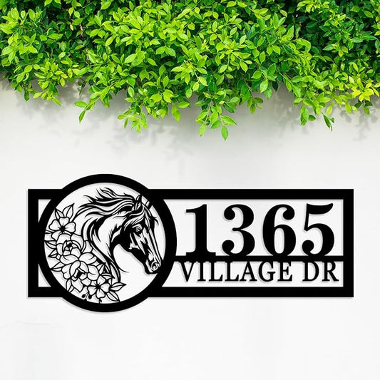 Custom Horse Hanging Address Plaque, Address House Number Large Metal Wall Sign, Outdoor Decor, Address Plaque Metal Decor, Yard Signs, Housewarming Present