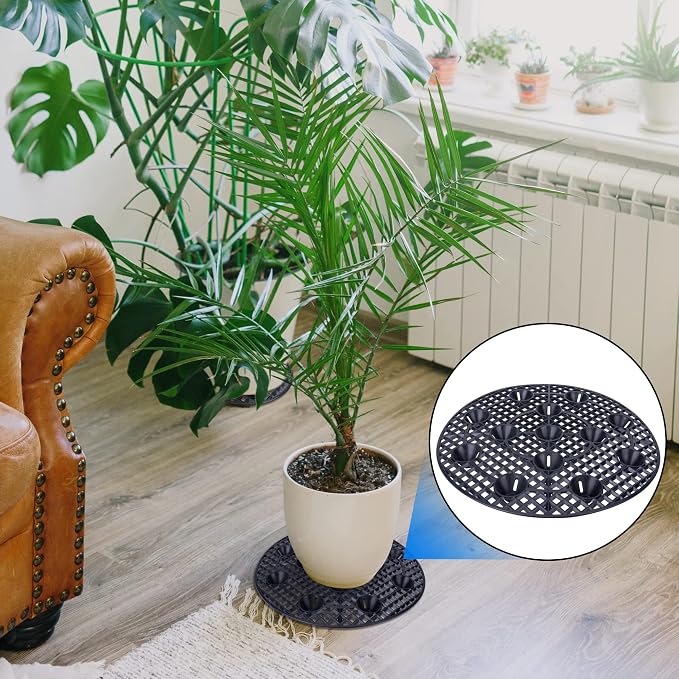 6Pack Large 15" Plant Level Pot Elevator, Heavy Duty Plant Stands, Plant Pot Saucer for Prevent Rot and Damage on Patio & Deck (40cm-6pcs, Black)