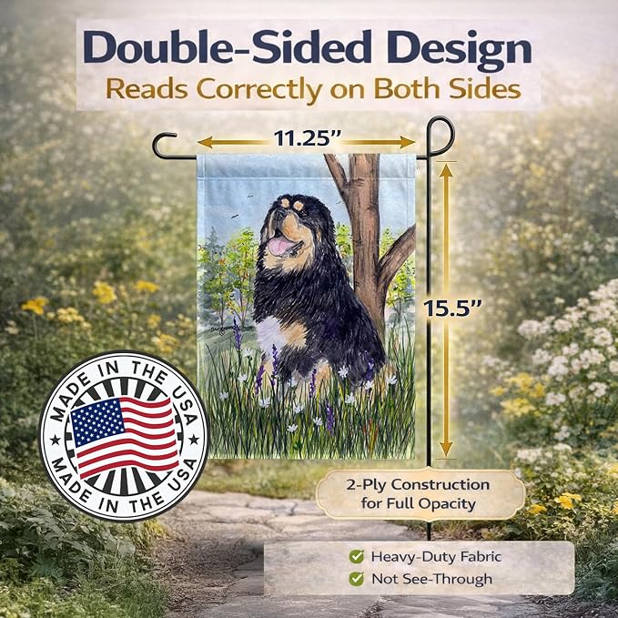 Caroline's Treasures SS8106GF Tibetan Mastiff Garden Flag Mailbox Flag Decorative Yard Flag Banner Outside Patio Artwork Yard Flower Beds, Garden Size, Multicolor