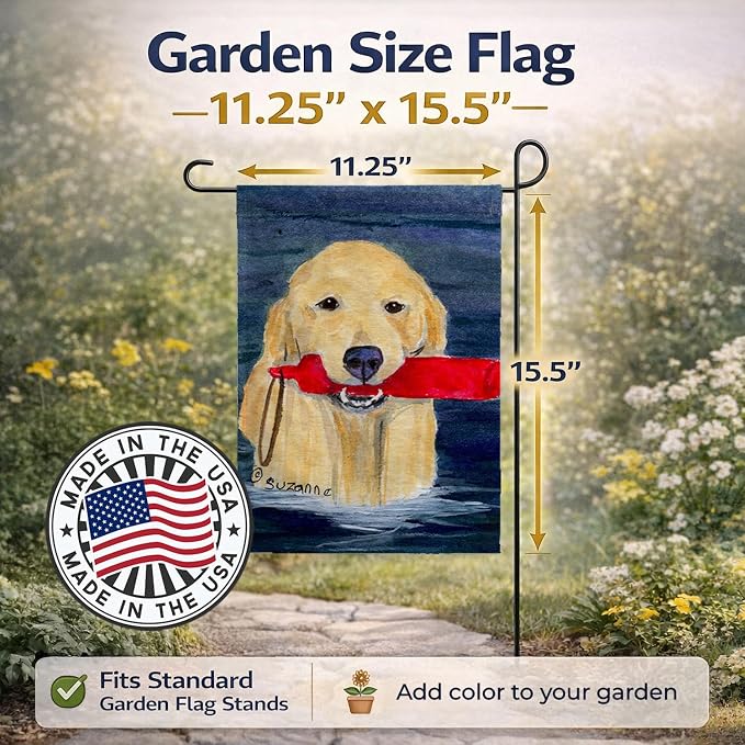 Caroline's Treasures SS8868GF Golden Retriever Garden Flag Mailbox Flag Decorative Yard Flag Banner Outside Patio Artwork Yard Flower Beds, Garden Size, Multicolor