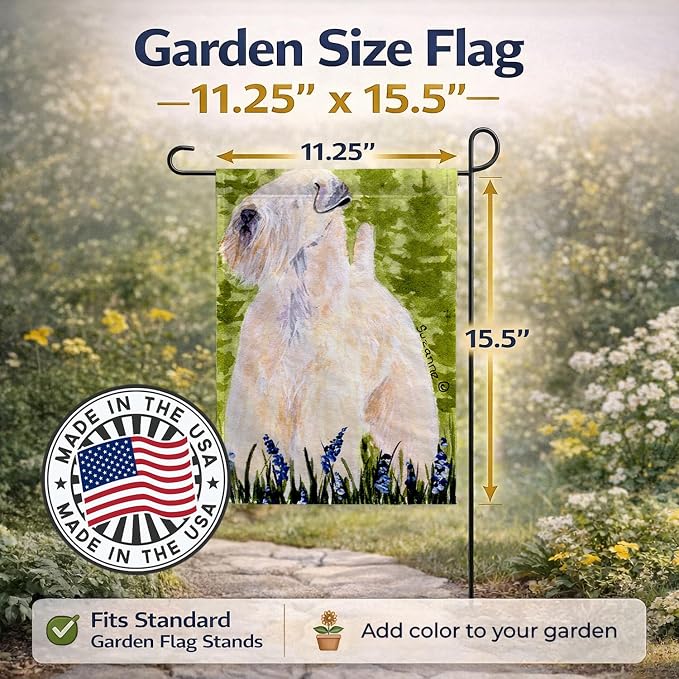 Caroline's Treasures SS1022GF Wheaten Terrier Soft Coated Garden Flag Mailbox Flag Decorative Yard Flag Banner Outside Patio Artwork Yard Flower Beds, Garden Size, Multicolor
