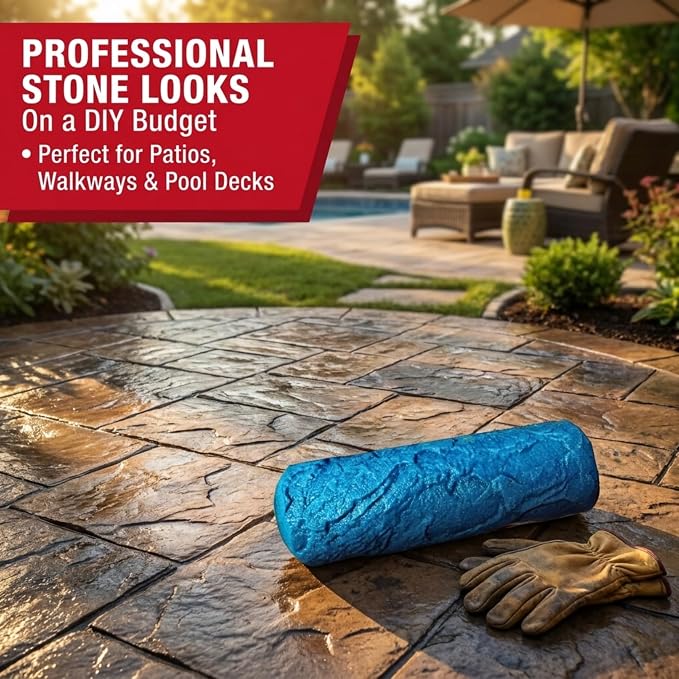 The Original Weathered Flagstone, Concrete Roller Stamp, Stone Texture Roller, Concrete Roller Stamp, and Masonry Form, for decorative concrete patios, driveways, walkways, water features, etc. by SBC