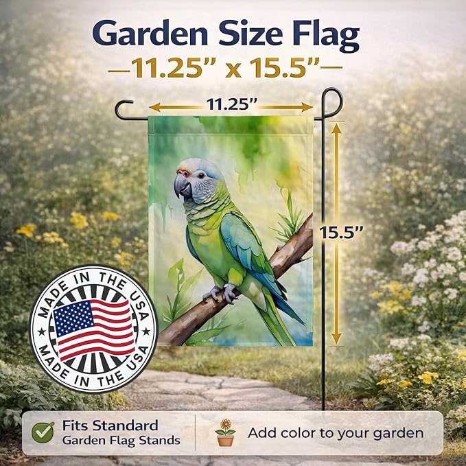 Caroline's Treasures Monk Parakeet Garden Flag Mailbox Flag Decorative Yard Flag Banner Outside Patio Artwork Yard Flower Beds, Garden Size, Multicolor