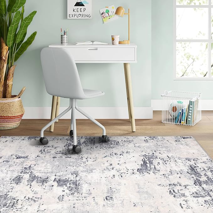 ROYHOME Modern Abstract 2x3 Area Rug Non Slip, Grey Taupe | Non Shedding Low Pile Stain Resistant Rug for Entryway Kitchen Bedroom