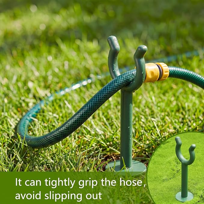 Taiyin 20 Pcs 1'' Garden Hose Holder Brackets Garden Guide Holder Decorative Outdoor Guide Stakes Support Spike Plant Tool to Keep off Lawn for Yard (Green)