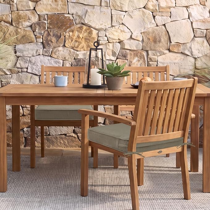 Unimatta Square Corner Seat Cushions, 19" x 19" x 3", Set of 4, Indoor Outdoor Water Repellent Universal Chair Pads with Ties for Patio Furniture, Garden Dining Chairs, Coffee Brown