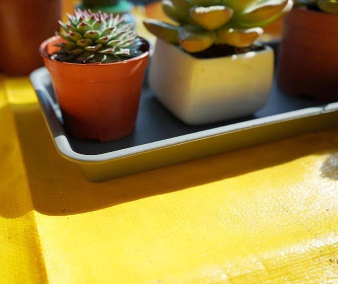 VUWEZ 2 Pack of Plastic Plant Tray Saucer Rectangular 17 18 inch, Plant Trays Saucers for Indoors Outdoor, Plant Water Drip Tray for Flower Pot Planter, Windowsill Plant Tray (7.8 X 17.5'', Gray)