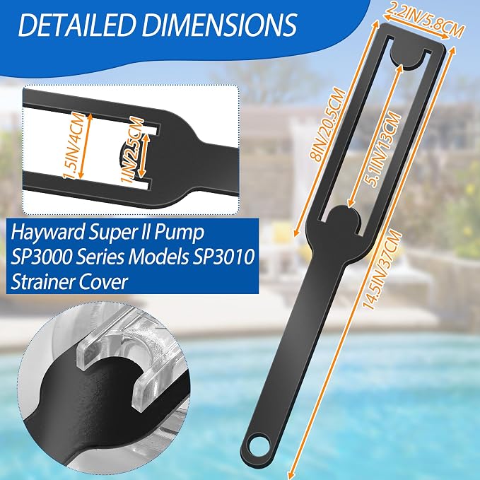 14.5" x 2.2" Pool Pump Lid Removal Tool, Iron Strainer Pump Lid Removing Tool for Pool Equipment Filter Cover, Pool Pump Cover Removal Wrench Compatible with Hayward Super II Pump SP3000