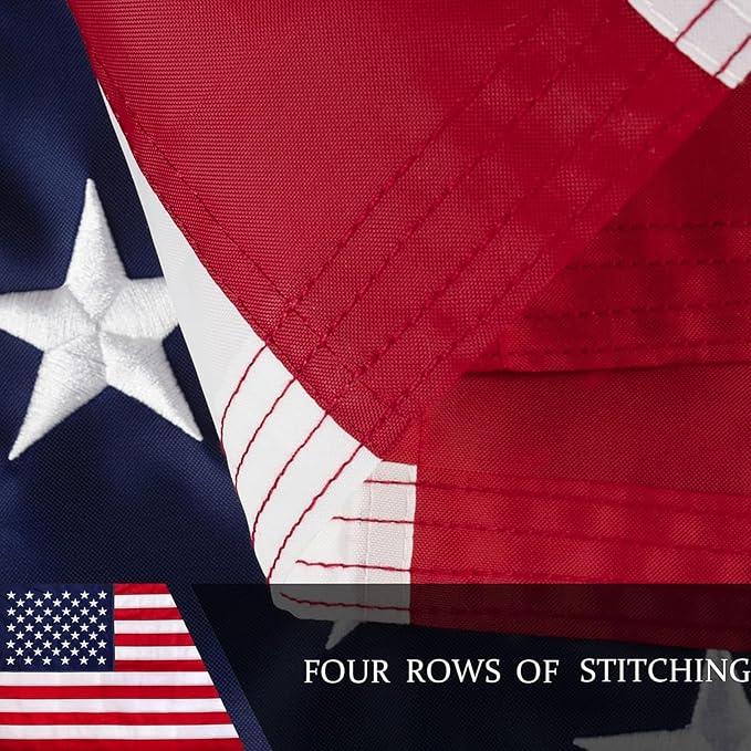 American Flag 6x10 ft for Outside, Long Lasting US USA Flags for Outdoor | All Weather United States Flag 6 x 10 Feet Premium Heavy Duty Nylon, Embroidered Stars, Brass Grommets, 4-Row Stitching End
