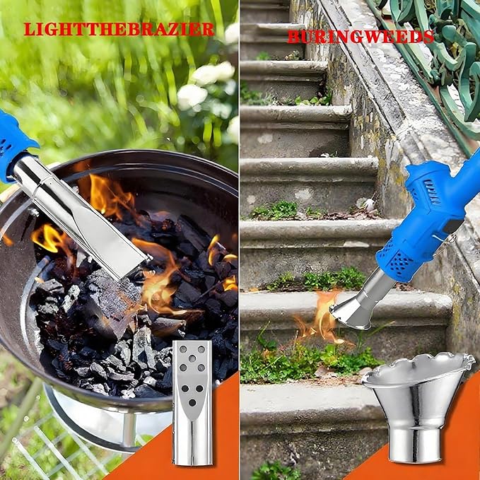 Electric Weed Burner 2000W Thermal Weeder & Hot Air Gun, 1202℉ Max Temperature, Includes 5 Nozzles, Ideal for Garden Grass, BBQ Ignition, Ice Melting