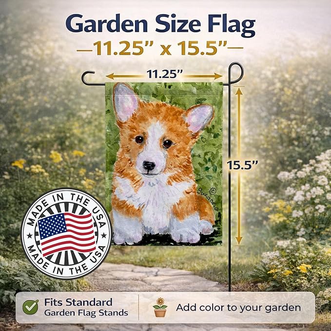 Caroline's Treasures SS8710GF Corgi Garden Flag Mailbox Flag Decorative Yard Flag Banner Outside Patio Artwork Yard Flower Beds, Garden Size, Multicolor