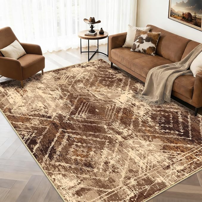 6'x9' Washable Area Rug for Living Room Bedroom Cow Print | Soft Western No Slip Low Pile Print Foldable Indoor for Kitchen Dining Room
