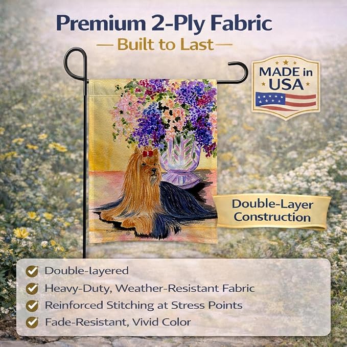 Caroline's Treasures SS8304GF Yorkie Garden Flag Mailbox Flag Decorative Yard Flag Banner Outside Patio Artwork Yard Flower Beds, Garden Size, Multicolor