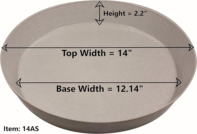 14 Inch (12.14in Base) Plant Saucers, 5-Pack | Polypropylene, Heavy Duty Indoor/Outdoor, Drip Pan & Tray, Collects Excess Water, Made in USA