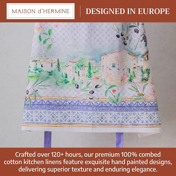 Maison d' Hermine Aprons for women with Pocket 100% Cotton (27.50"x31.50") | Adjustable Neck Strap & long ties Apron Men Chef Wedding Cooking Gardening Server Maid