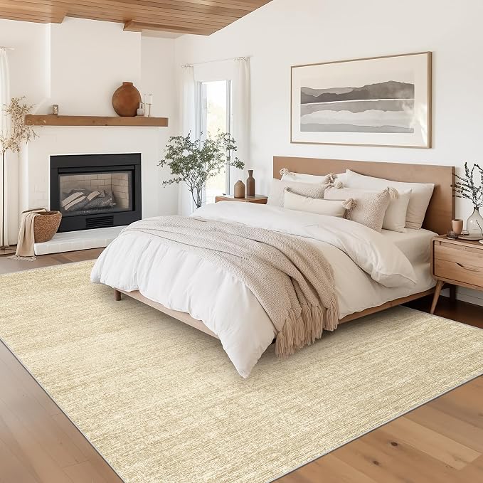 Valenrug Washable Rugs 5x7, Non Slip Large Area Rugs for Living Room, Brown | Soft Low Pile, Thin & Lighweight Carpet, Folable Stain Resistant Modern Indoor Floor Mat for Bedroom, Dining Room, Home Decor