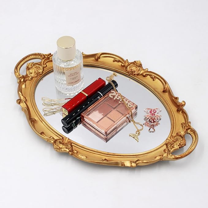 YCHMIR Vintage Mirror Small Wall Mirror Hanging Mirror 14.5 x 10 inchs Oval Gold