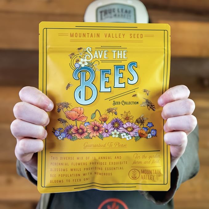 Mountain Valley Seed Co Wildflower Seed 2 Oz. 80,000+ Seeds – Save the Bees | Mix with 19 Non-GMO Varieties – Bee Friendly & Pollinator Wildflower Seed for Planting