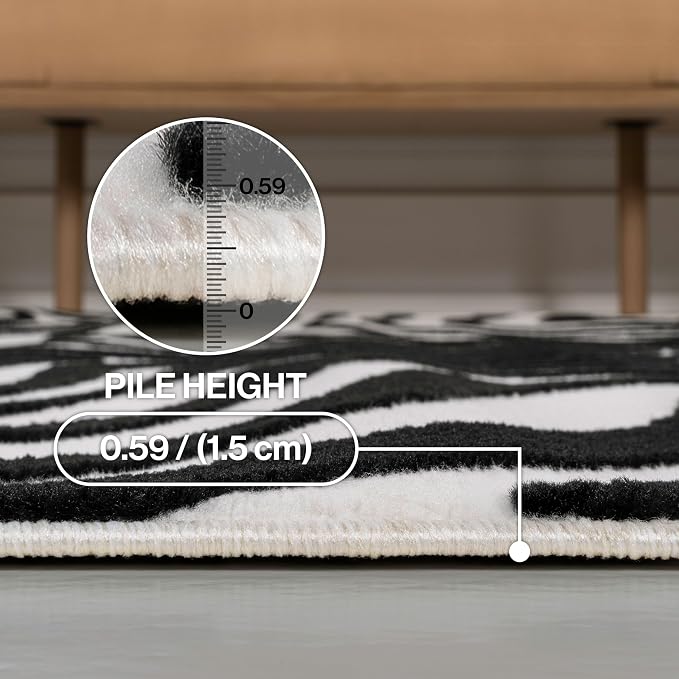 JONATHAN Y Maribo High-Low Abstract Striped Black/White 4x6 Area Rug Indoor, Non-Shedding, Stain Resistant for Bedroom, Living Room, Kitchen (SCN103F-4)