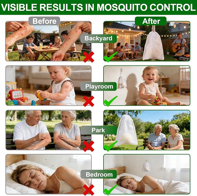Mosquito Repellent Balls, Upgrade Outdoor & Indoor Mosquito Repellent for Patio, Yard, Camping, RV, Powerful 12-Pack Peppermint Oil & Citronella Oil Mosquito Deterrent, Safe for Kids & Pets
