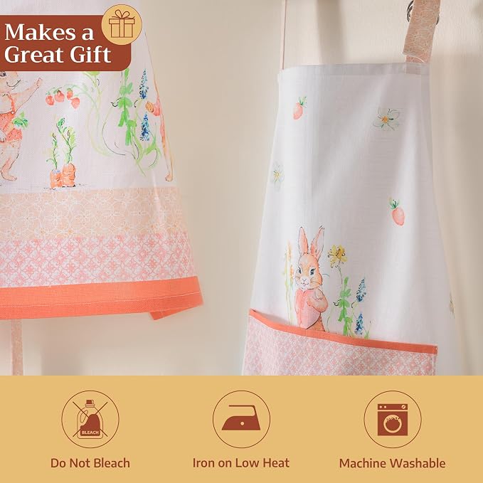Maison d' Hermine Aprons for women with Pocket 100% Cotton (27.50"x31.50") | Adjustable Neck Strap & long ties Apron Men Chef Wedding Cooking Gardening Server Maid