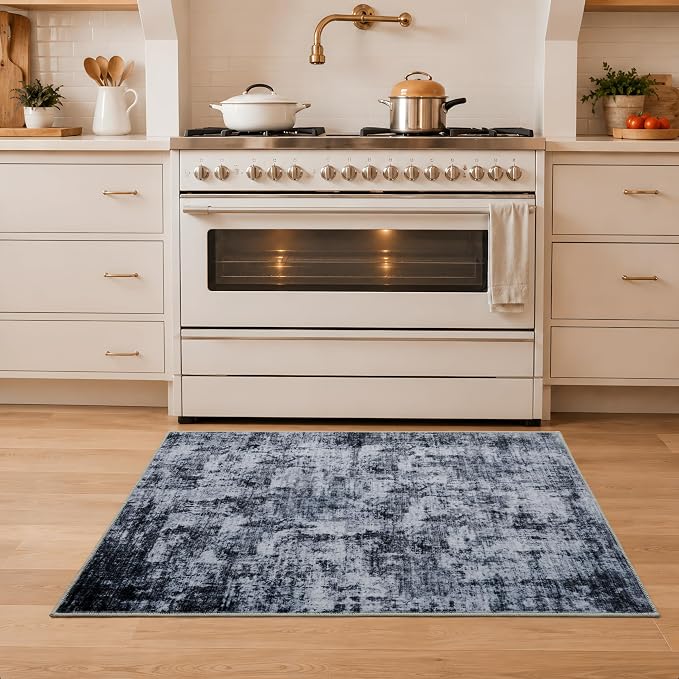 2x3 Area Rug Washable Abstract: Non Slip Throw Rugs for Entryway | Indoor Door Mat for Kitchen Soft Low Pile Thin Small Carpet for Hallway Bedroom Dining Room Home Office Decor