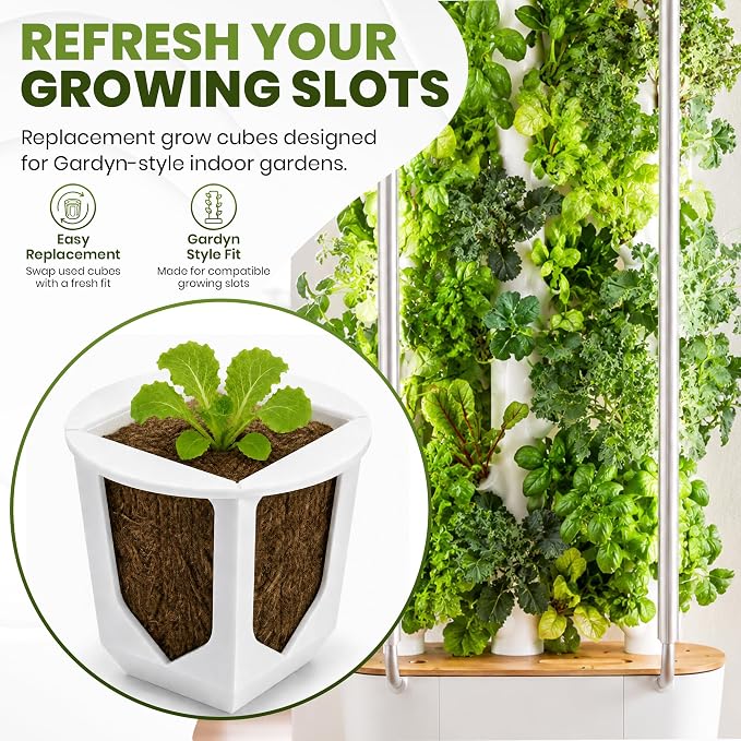 Dubbs Hardware 15-Pack Grow Cubes Compatible with Gardyn Hydroponic System - Reusable White PETG Pods for Indoor Gardening - Seed Starter Net Pots Custom Fit