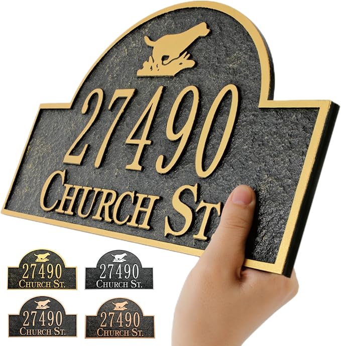 Address Sign Lawn Mounted - Custom House Number Sign with 2 Solid Metal Stakes,Address Numbers for Outside House,Yard,Garden,Grass,Ground,Drive Way,Lawn,13'' x 8''