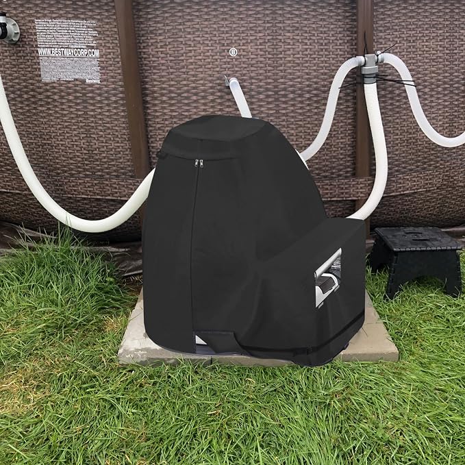 Sand Filter Pump Covers,600D Waterproof Oxford Fabric Sand Pool Filters Cover,Suitable for Most 14-16 Inch Sands Filter Pump on Market (Black)
