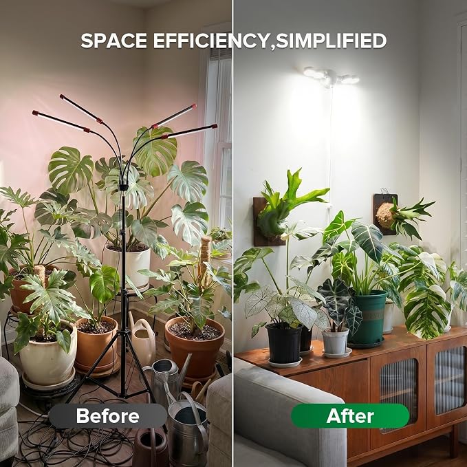 SANSI 30W Wall Mounted Grow Light – Dual Head Full Spectrum Plant Light with Remote, Programmable Timer, Dimmable 4-Level Brightness, 320° Wide Coverage, 4000K Natural Light for Indoor Plants