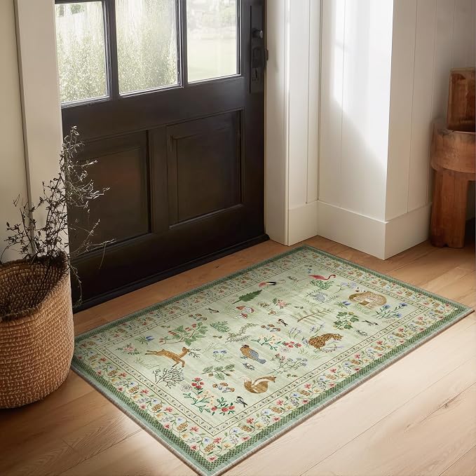 Washable Door Mat Indoor Entrance: 2x3 Entryway Rugs Small Area Rug Non-Slip Low Pile Soft Kitchen Rug for Front Door Indoor Entrance Entry Bedside Kids Room
