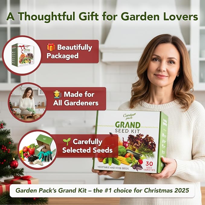 Garden Pack 30 Vegetable Seeds Variety Kit - Over 15000 Seeds for Planting Vegetables & Herbs, Premium Garden Seeds Gift Box, Heirloom & Non-GMO