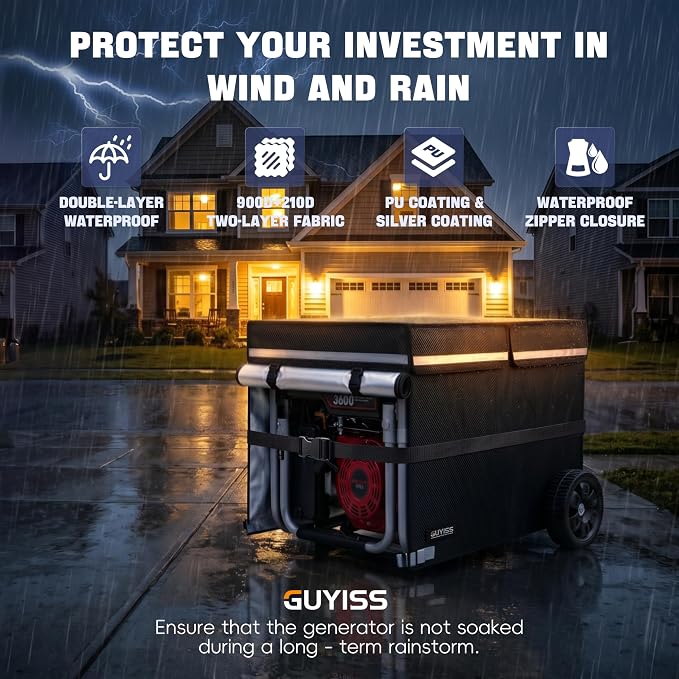 30×30×27 Inch Generator Covers for Outside. 900D+210D Double-layer Fabric, Designed to Handle Extreme Weather with Ease. Fits Most 5000-13000W Generators. Black