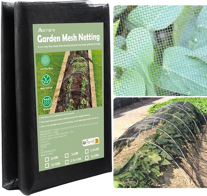 Thicker Garden Mesh Netting, 8.2’ x 33’ Ultra Fine Black Plant Row Covers for Vegetables Plants Fruits Flowers Protection, Nano PPT, Shading Rate 30%