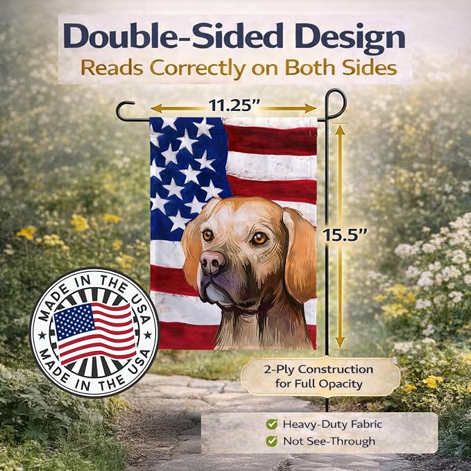 Caroline's Treasures CK6660GF Portuguese Pointer Dog American Flag Garden Flag Mailbox Flag Decorative Yard Flag Banner Outside Patio Artwork Yard Flower Beds, Garden Size, Multicolor