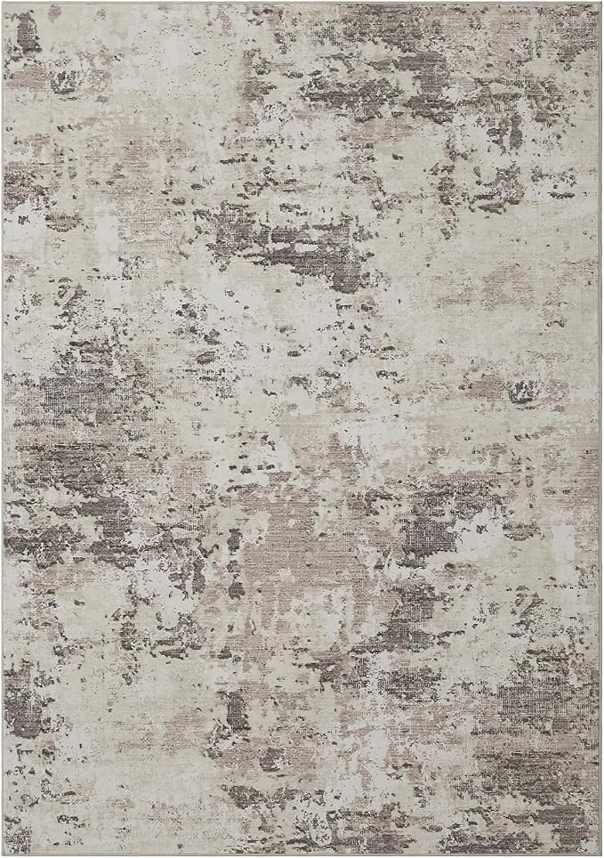 ROYHOME Modern Abstract Area Rug 8x10 Non Slip, Brown Grey | Non Shedding Rug Low Pile Stain Resistant for Bedroom Living Room