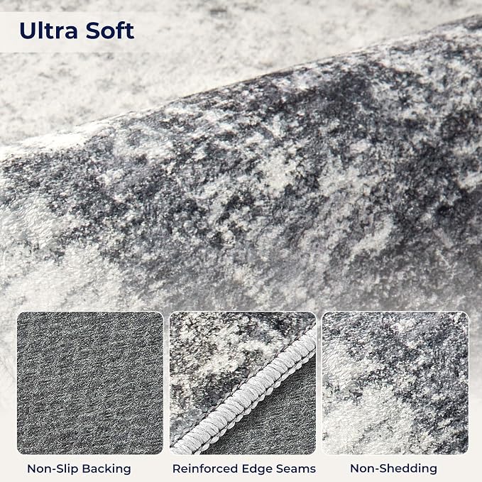 DMOYEST 10x14 Area Rug for Living Room Washable Abstract Indoor Carpet | Neutral Modern Low Pile Rugs Kid & Pet Friendly Large Soft Thin Carpet for Bedroom Dining Room and Office - Grey