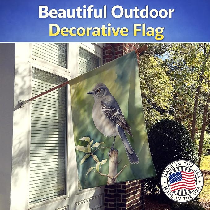 Caroline's Treasures Arkansas Northern Mockingbird House Flag Large Porch Sleeve Pole Decorative Outside Yard Banner Artwork Wall Hanging, Polyester, House Size, Multicolor
