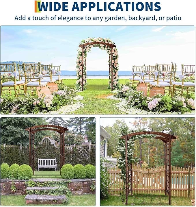 Garvee 85 in Wooden Garden Arbor,Solid Fir Wood Trellis for Plant Climbing,Wedding Ceremony Decoration Pergola for Garden Backyard,Lawn, Dark Brown