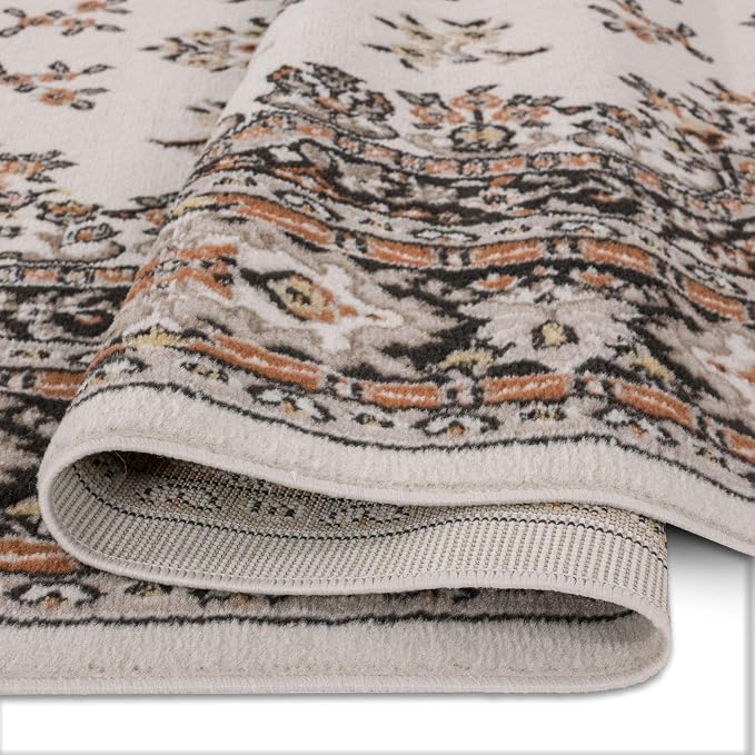 Home Dynamix Premium Sakarya Traditional Medallion Border Area Rug, Ivory/Brown, 5'3"x7'5" Rectangle
