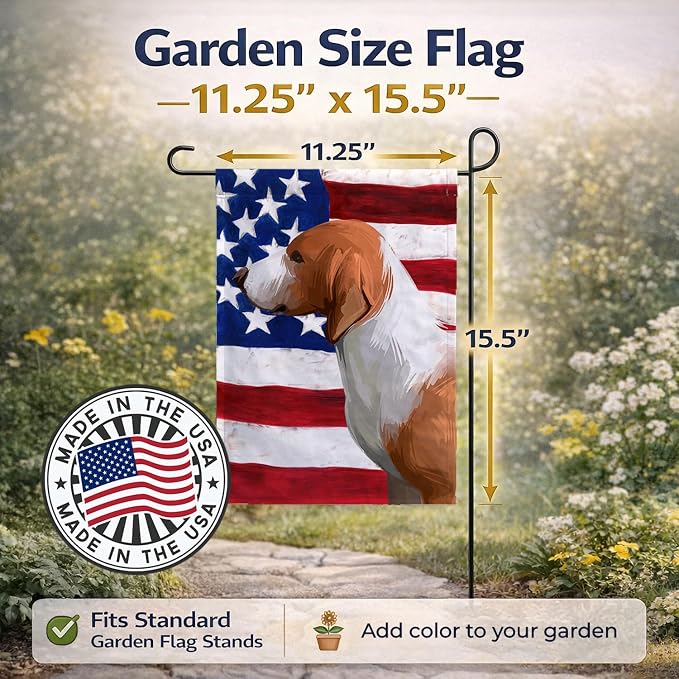Caroline's Treasures CK6506GF Drever Dog American Flag Garden Flag Mailbox Flag Decorative Yard Flag Banner Outside Patio Artwork Yard Flower Beds, Garden Size, Multicolor