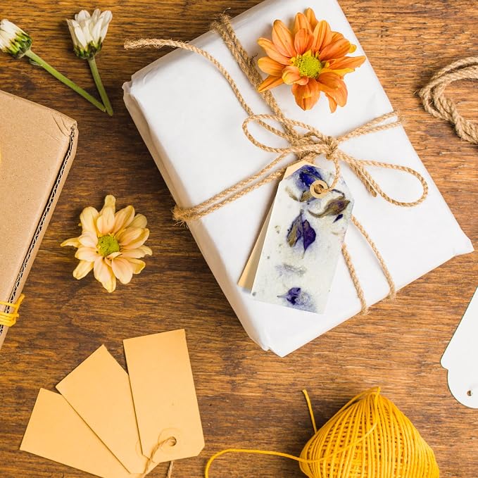 50Pcs Plantable Purple Seed Paper Tags with Wildflower Seeds, Writable & Plantable Present for Moms, Plant Lover, Teachers, Ideal for Weddings, Baby Shower Favors, Memorial, & Celebrations