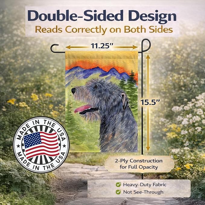 Caroline's Treasures SS8209GF Irish Wolfhound Garden Flag Mailbox Flag Decorative Yard Flag Banner Outside Patio Artwork Yard Flower Beds, Garden Size, Multicolor