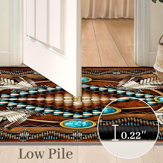 Southwestern Runner Rug 2x5 Rugs for Hallways,Aztec Tribal Native American Kitchen Rug Washable Runners Bedroom Carpets Non Slip Accent Throw Rugs Vintage Area Carpet for Hallway,Laundry,Bathroom