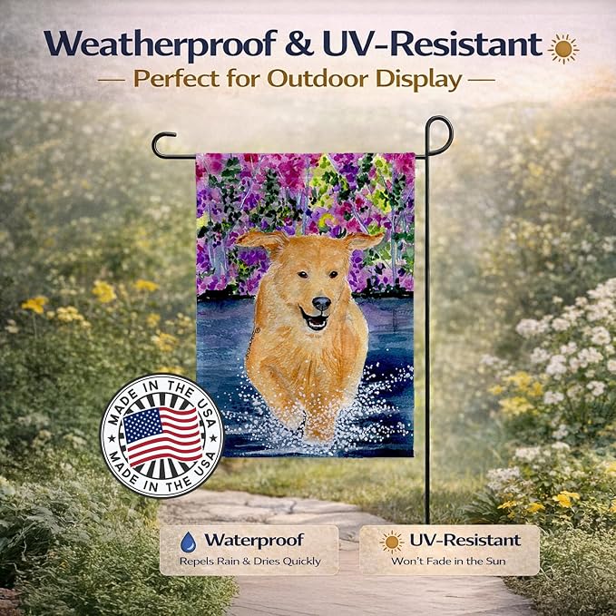 Caroline's Treasures SS8627GF Golden Retriever Garden Flag Mailbox Flag Decorative Yard Flag Banner Outside Patio Artwork Yard Flower Beds, Garden Size, Multicolor