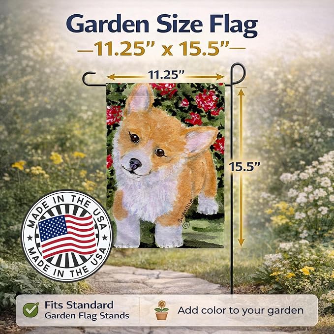 Caroline's Treasures SS8823GF Corgi Garden Flag Mailbox Flag Decorative Yard Flag Banner Outside Patio Artwork Yard Flower Beds, Garden Size, Multicolor