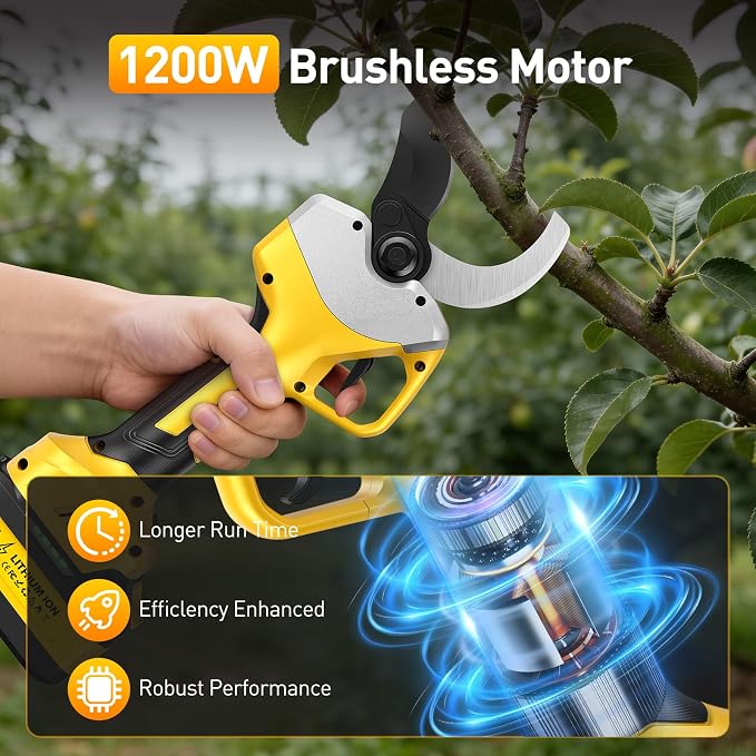 Professional Electric Pruning Shears Cordless 3.0'' Heavy Duty Electric Pruner with Brushless Motor 4000mAh Battery Electric Pruners Cordless Pruner for Branch, Fruit Plucking and Tree Trimming